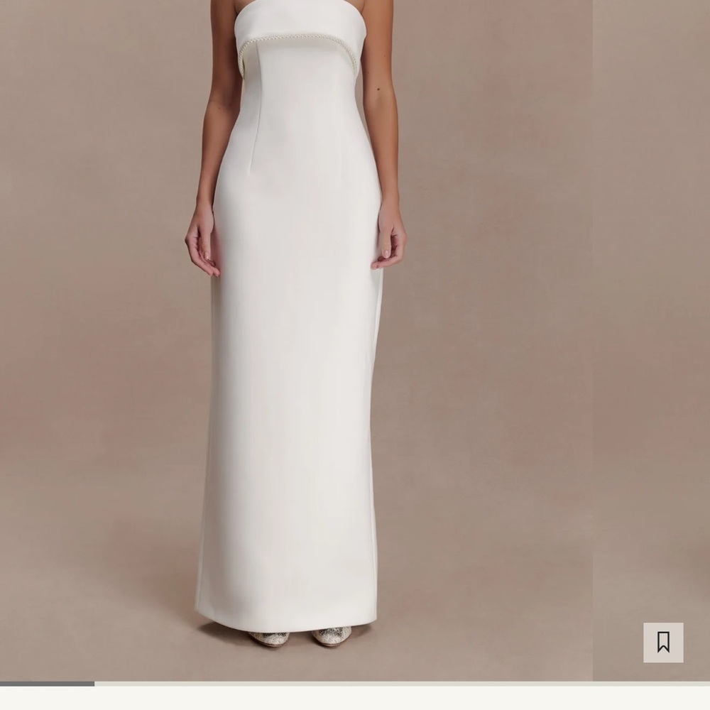 Meshki White Strapless Maxi Column Dress